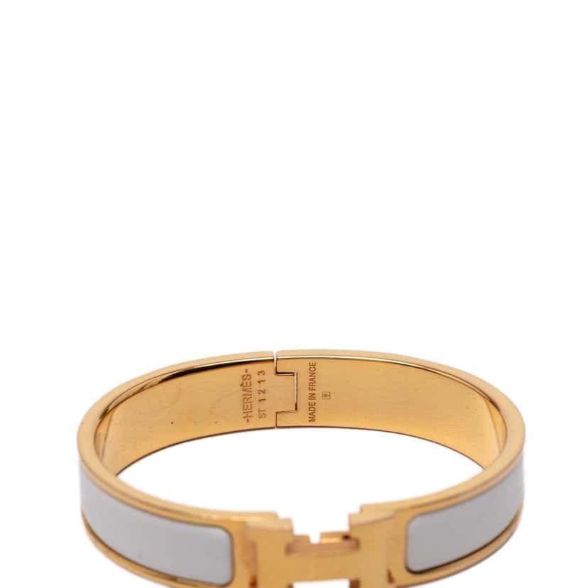 Hermès Narrow Enamel Clic H Bracelet PM White Very good condition - Model View