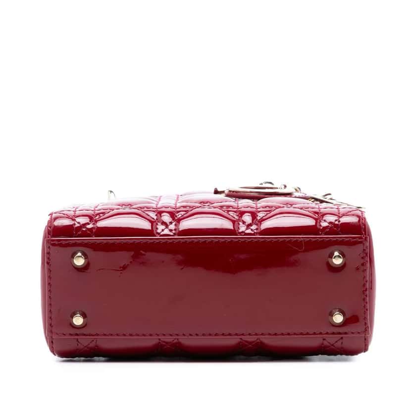 Dior Mini Patent Cannage Lady Dior Red Leather Very good condition - Inside View