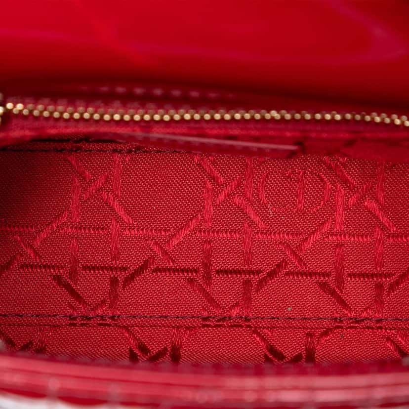 Dior Mini Patent Cannage Lady Dior Red Leather Very good condition - Model View