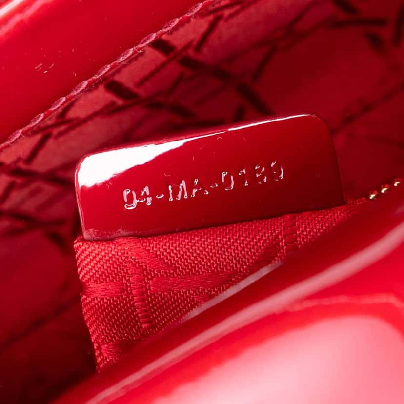 Dior Mini Patent Cannage Lady Dior Red Leather Very good condition - Box View