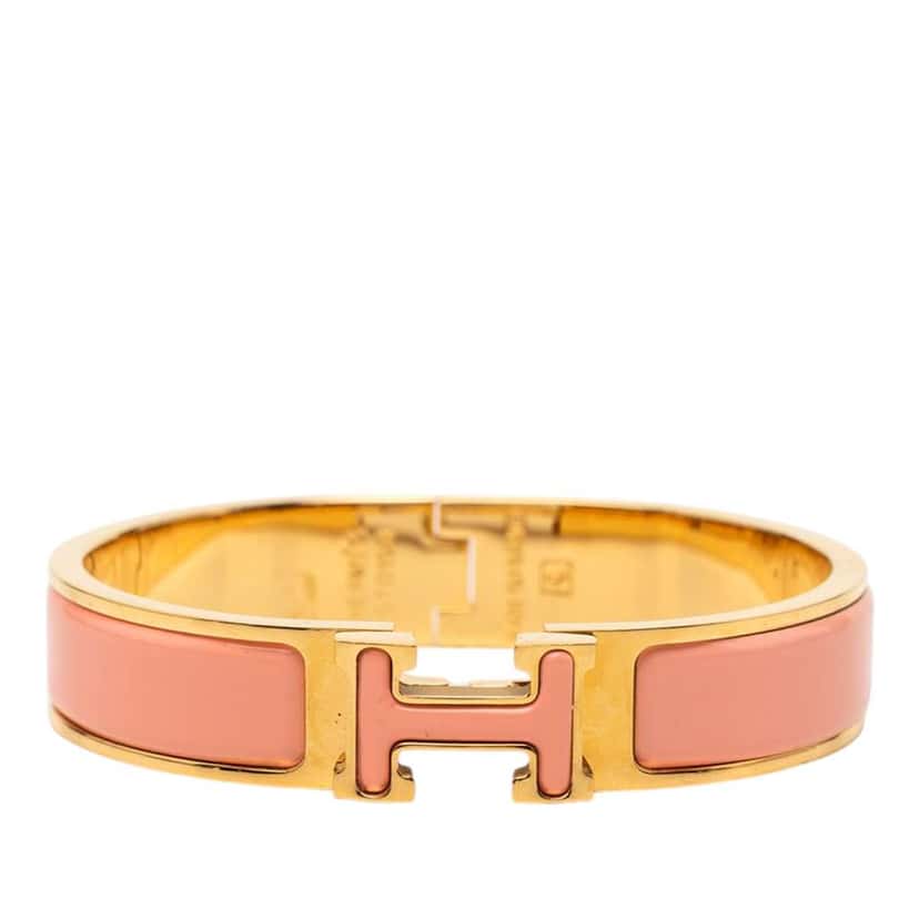 Hermès Narrow Enamel Clic H Bracelet PM Pink Very good condition - Front View