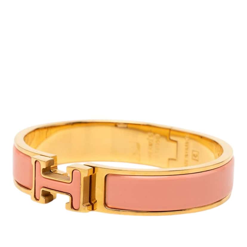 Hermès Narrow Enamel Clic H Bracelet PM Pink Very good condition - Back View