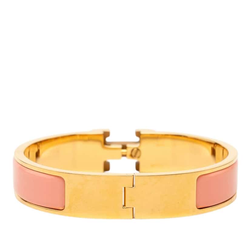 Hermès Narrow Enamel Clic H Bracelet PM Pink Very good condition - Inside View