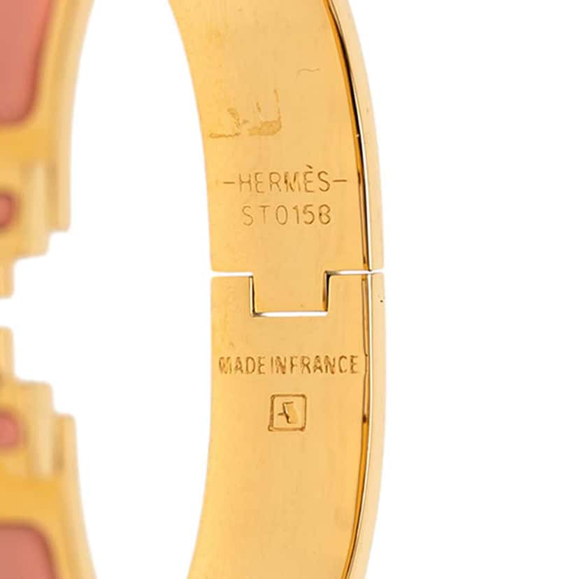 Hermès Narrow Enamel Clic H Bracelet PM Pink Very good condition - Model View