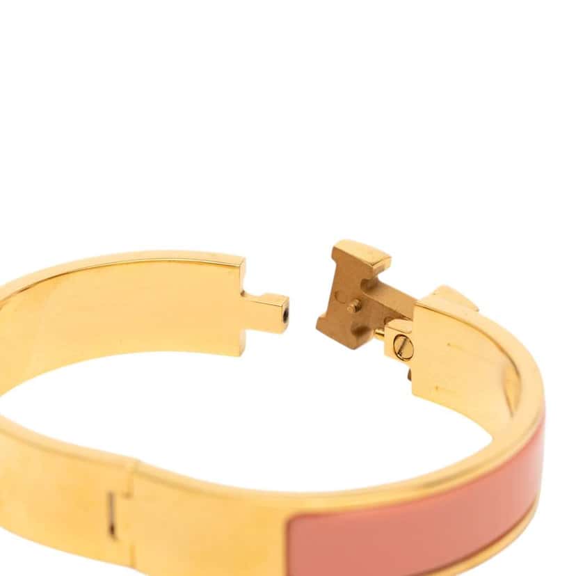 Hermès Narrow Enamel Clic H Bracelet PM Pink Very good condition - Box View