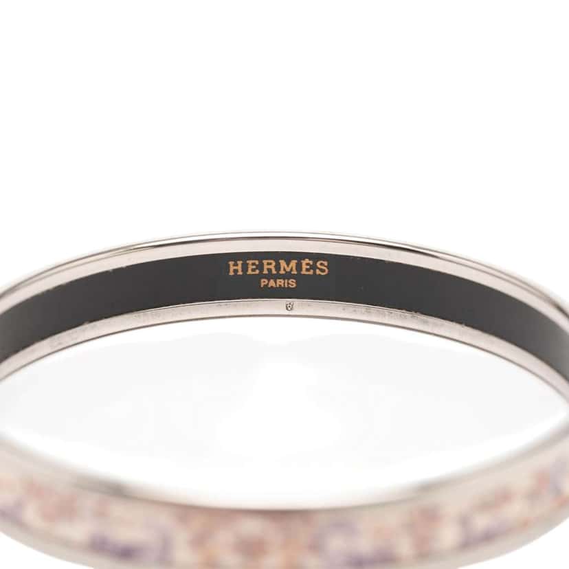 Hermès Narrow Forest Animals Enamel Bangle 65 Beige Very good condition - Box View