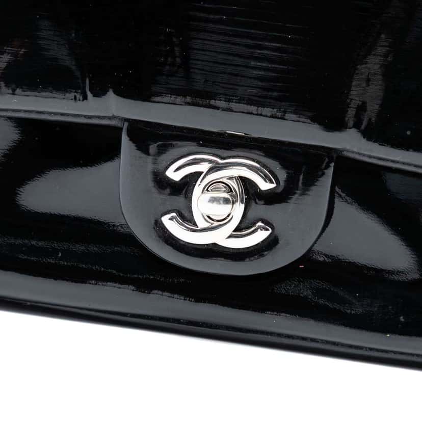 Chanel Mini Rectangular Classic Pure Patent Single Flap Black Leather Very good condition - Box View