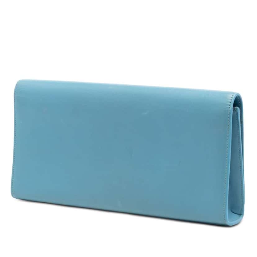 Saint Laurent Smooth Leather Cassandre Clutch Blue Leather Very good condition - Back View