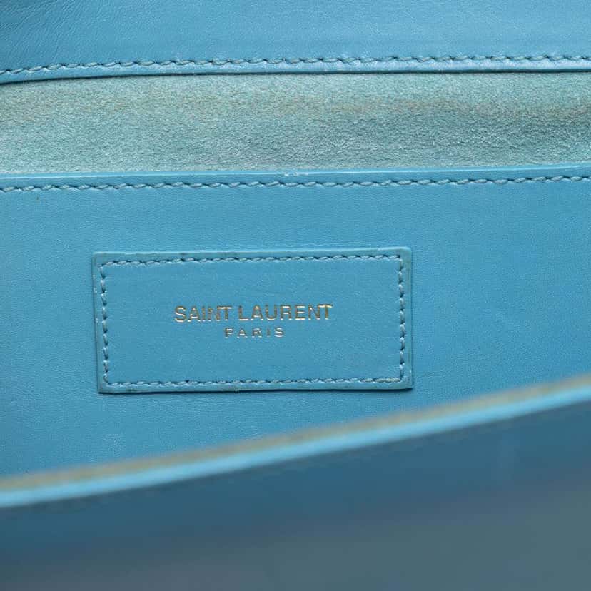 Saint Laurent Smooth Leather Cassandre Clutch Blue Leather Very good condition - Box View