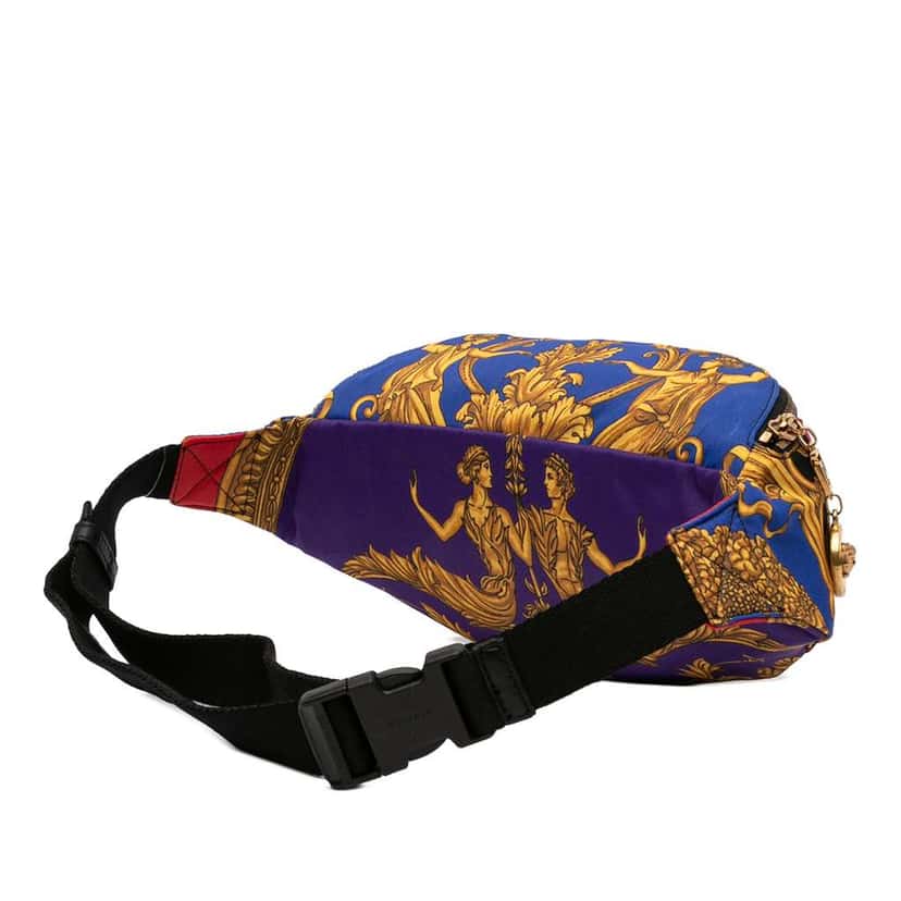 Versace Leopard Baroque Printed Nylon Belt Bag Red Very good condition - Back View