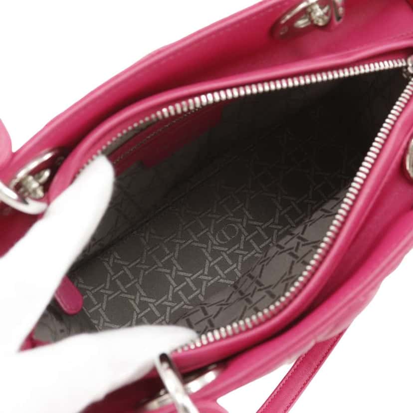 Dior Medium Lambskin Cannage Lady Dior Pink Leather Very good condition - Box View