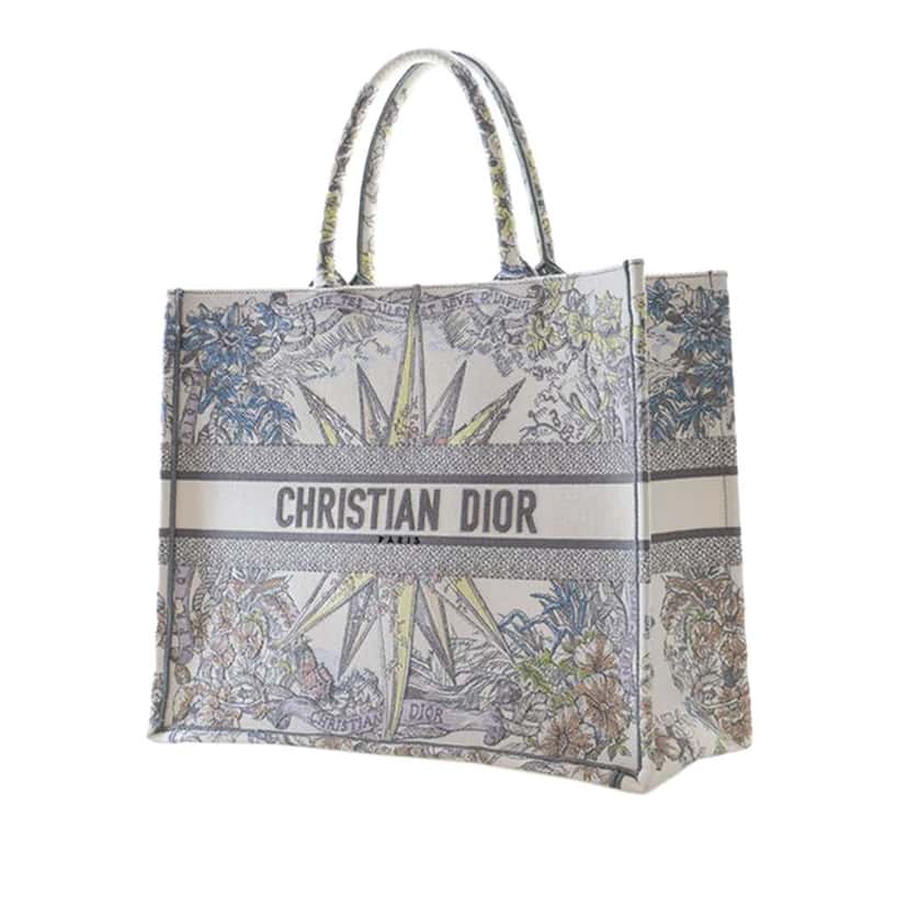 Dior Large Embroidered Canvas Reve d Infini Book Tote White Canvas Very good condition - Back View