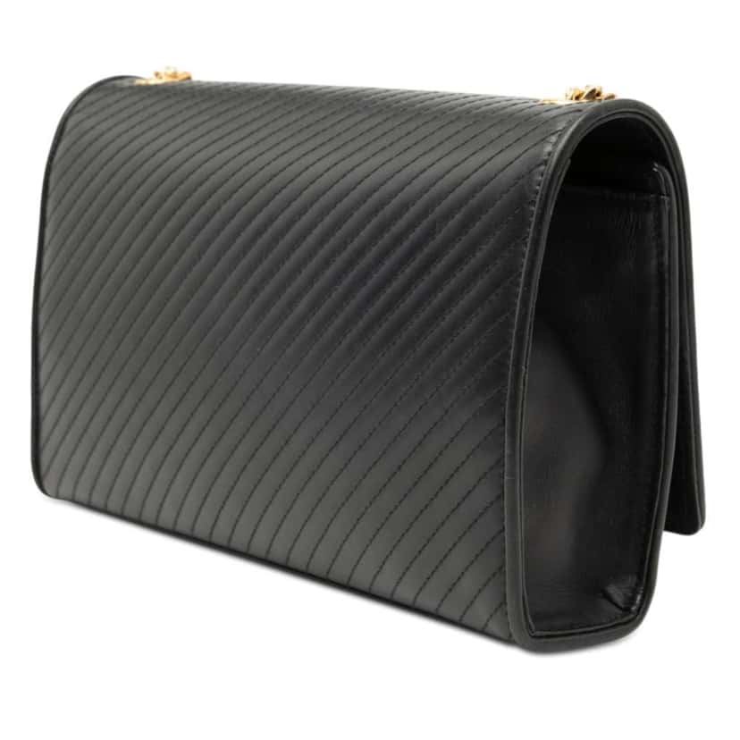 Saint Laurent Medium Diagonal Quilted Calfskin Monogram Kate Tassel Crossbody Black Leather Very good condition - Back View