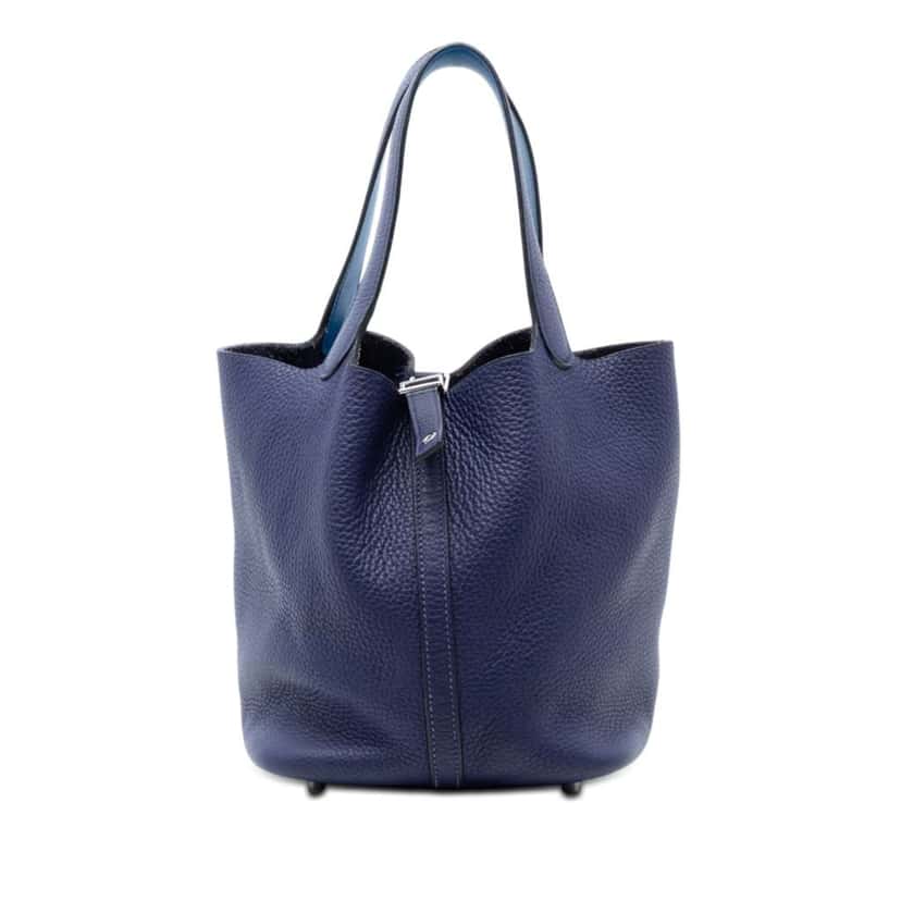 Hermès Clemence Picotin Lock 22 Blue Leather Very good condition - Front View