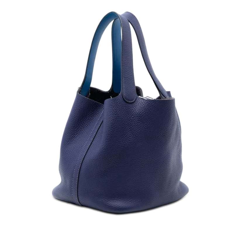 Hermès Clemence Picotin Lock 22 Blue Leather Very good condition - Back View