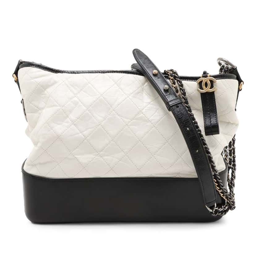 Chanel Large Aged Calfskin Gabrielle Crossbody White Leather Very good condition - Front View