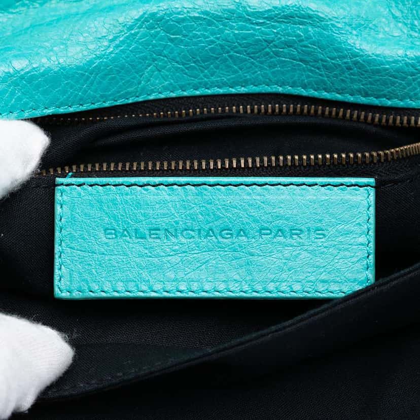 Balenciaga Lambskin Motocross Classic Envelope Crossbody Blue Leather Very good condition - Box View