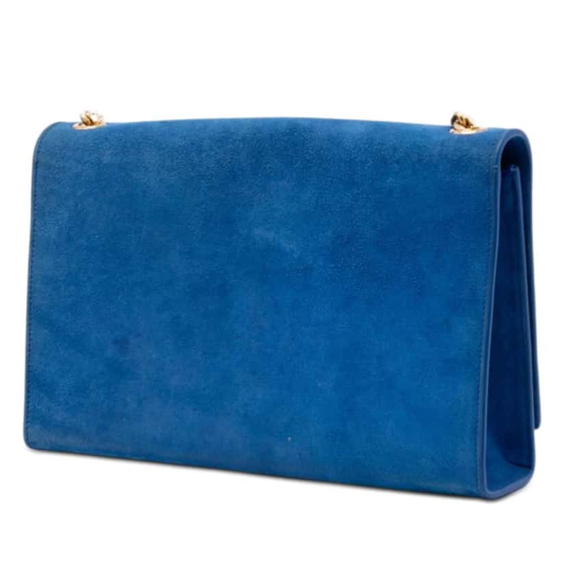 Saint Laurent Medium Suede Monogram Kate Tassel Crossbody Blue Leather Very good condition - Back View