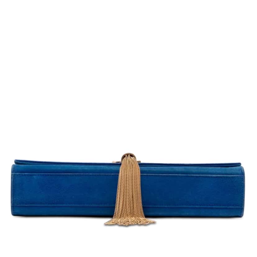 Saint Laurent Medium Suede Monogram Kate Tassel Crossbody Blue Leather Very good condition - Inside View