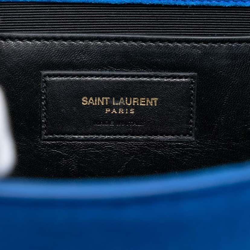 Saint Laurent Medium Suede Monogram Kate Tassel Crossbody Blue Leather Very good condition - Box View