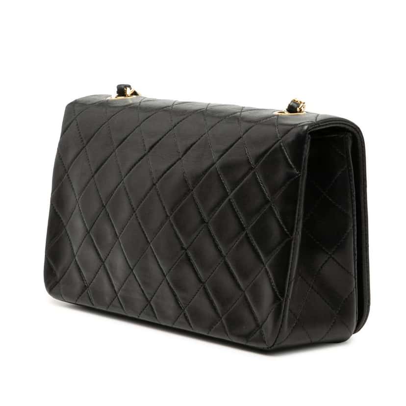 Chanel CC Quilted Lambskin Full Flap Black Leather Very good condition - Back View