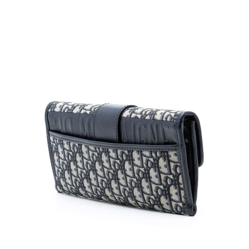 Dior Oblique Canvas 30 Montaigne Clutch With Chain Blue Canvas Very good condition - Back View