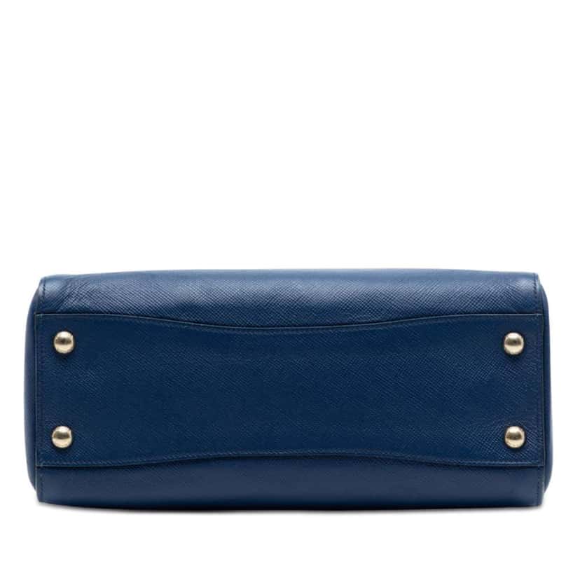Prada Saffiano Cuir Double Zip Top Handle Bag Blue Leather Very good condition - Inside View