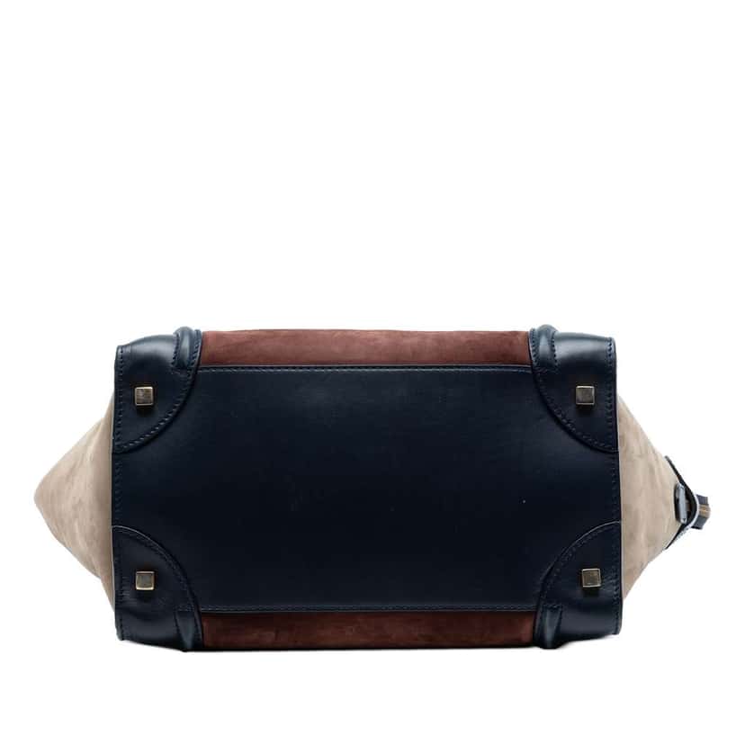 Celine Mini Tricolor Suede and Calfskin Luggage Tote Brown Leather Very good condition - Inside View