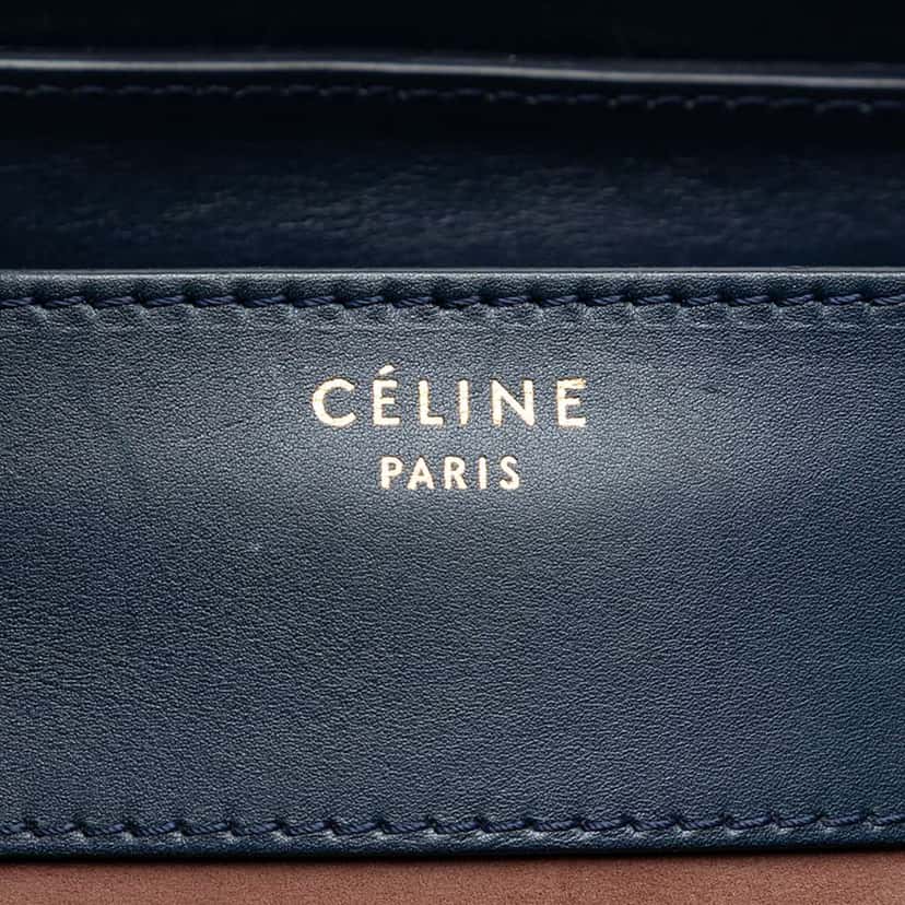 Celine Mini Tricolor Suede and Calfskin Luggage Tote Brown Leather Very good condition - Box View