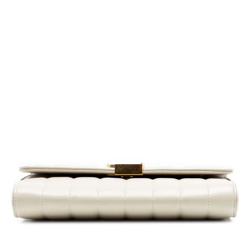 Saint Laurent Matelasse Lambskin Monogram Vicky Chain Wallet White Leather Very good condition - Inside View