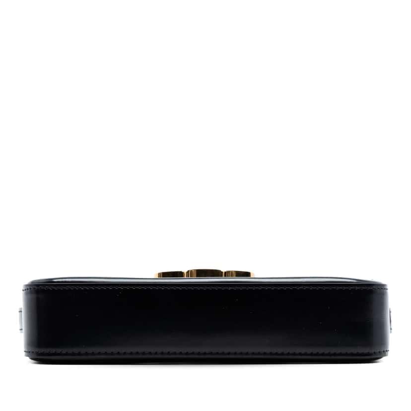 Celine Shiny Calfskin Triomphe Claude Shoulder Bag Black Leather Very good condition - Inside View