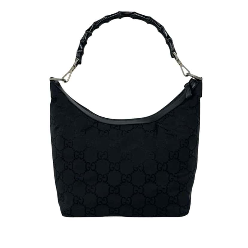 Gucci GG Nylon Bamboo Shoulder Bag Black Very good condition - Back View