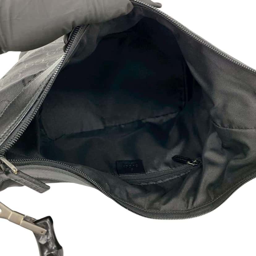 Gucci GG Nylon Bamboo Shoulder Bag Black Very good condition - Inside View