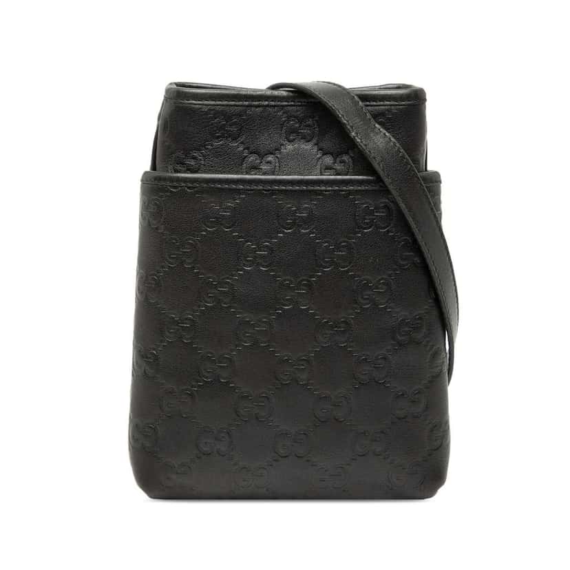 Gucci Guccissima Crossbody Black Leather Very good condition - Front View