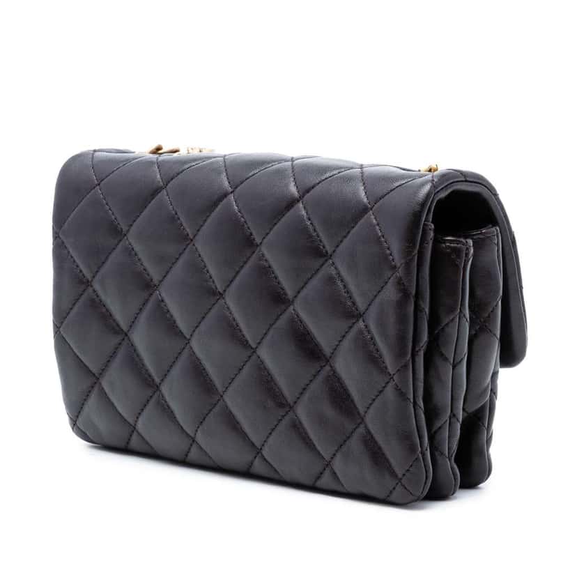 Chanel Small Quilted Lambskin Pillow Crush Flap Purple Leather Very good condition - Back View