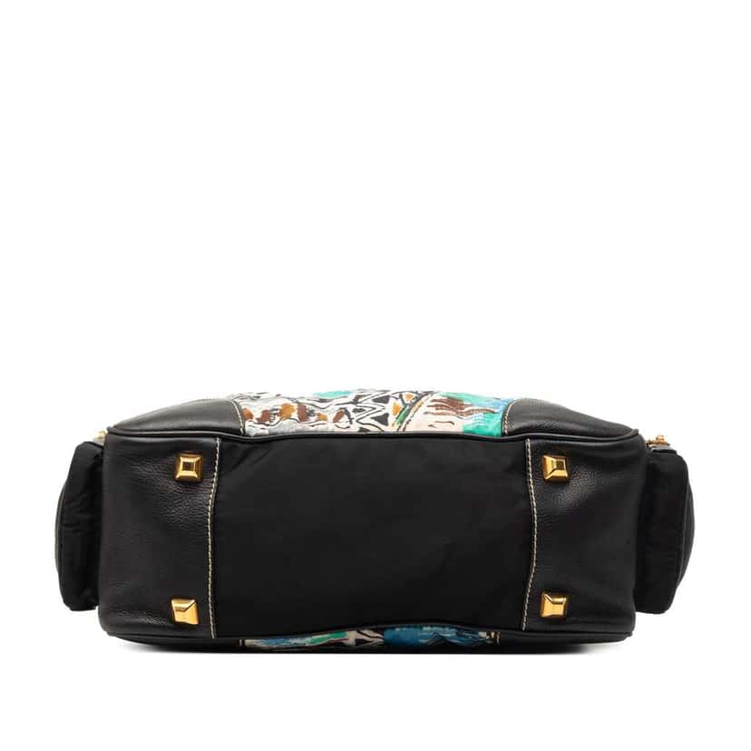 Prada Printed Canvas Venezia Shoulder Bag Black Canvas Very good condition - Inside View