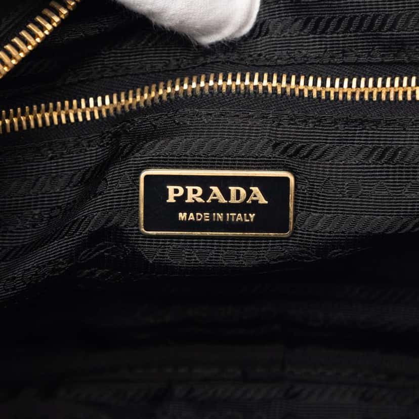 Prada Printed Canvas Venezia Shoulder Bag Black Canvas Very good condition - Box View