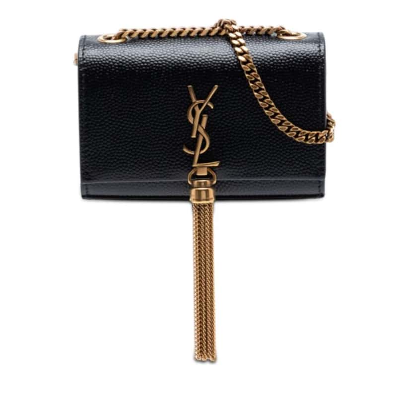 Saint Laurent Grain de Poudre Monogram Kate Tassel Airpods Bag Black Leather Very good condition - Front View