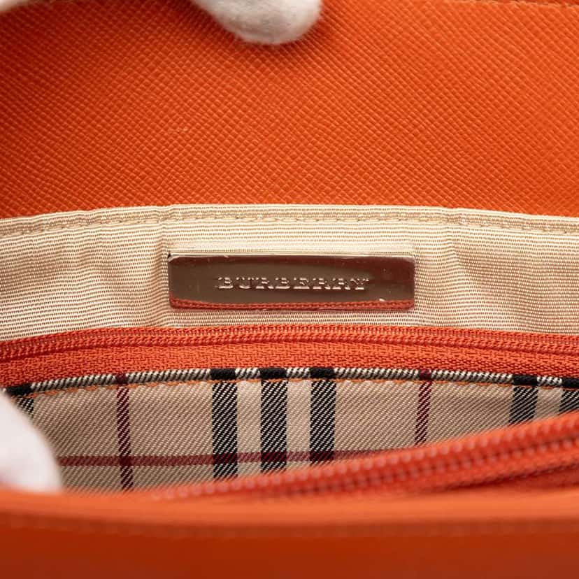 Burberry Leather Top Handle Tote Orange Leather Very good condition - Box View