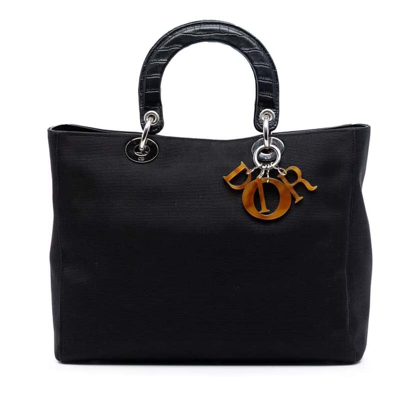 Dior Large Canvas Lady Dior Black Canvas Very good condition - Front View