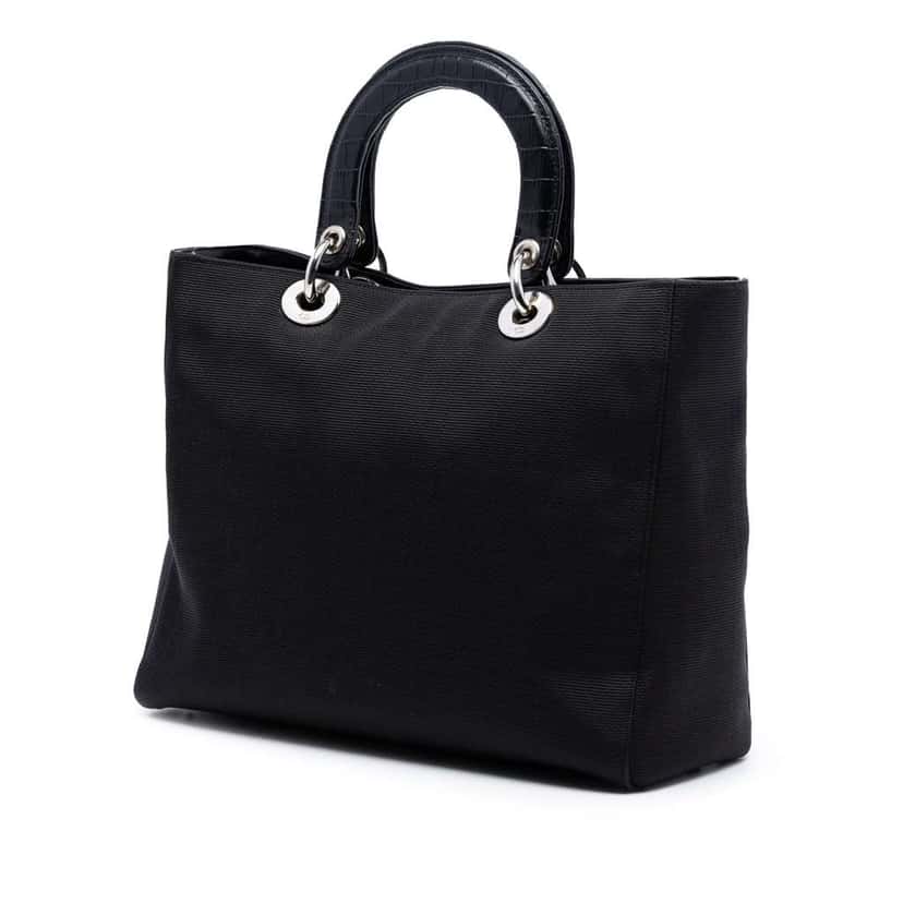 Dior Large Canvas Lady Dior Black Canvas Very good condition - Back View