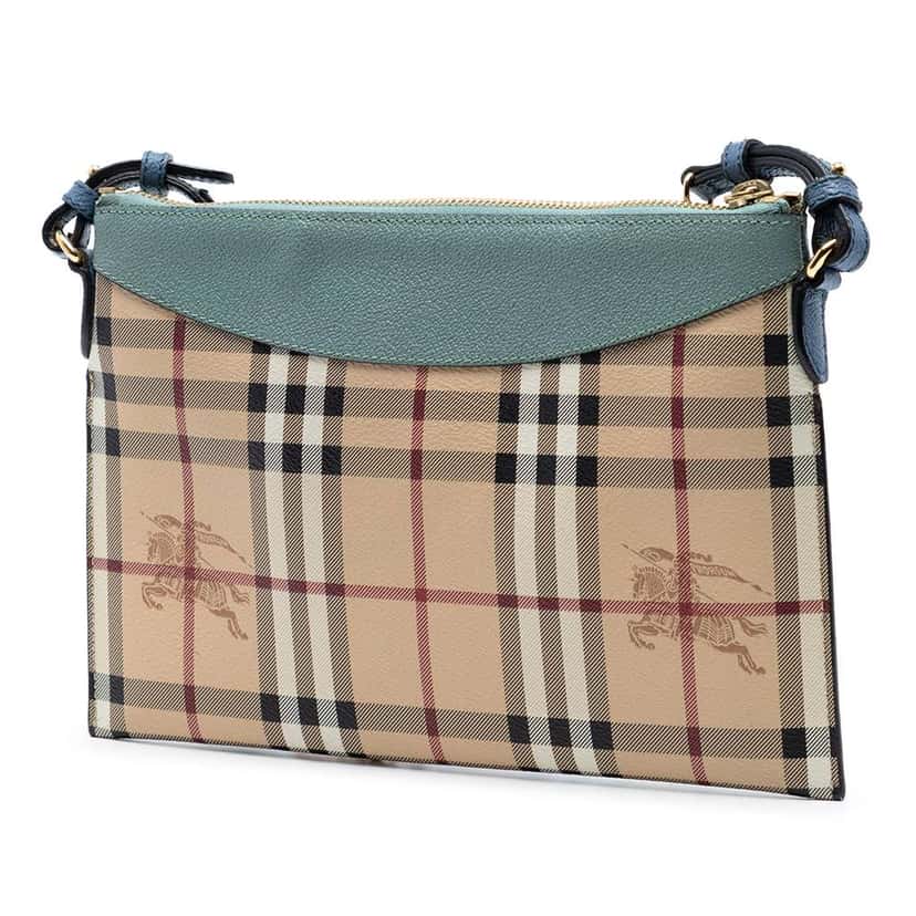 Burberry Haymarket Check Coated Canvas Peyton Crossbody Beige Canvas Very good condition - Back View