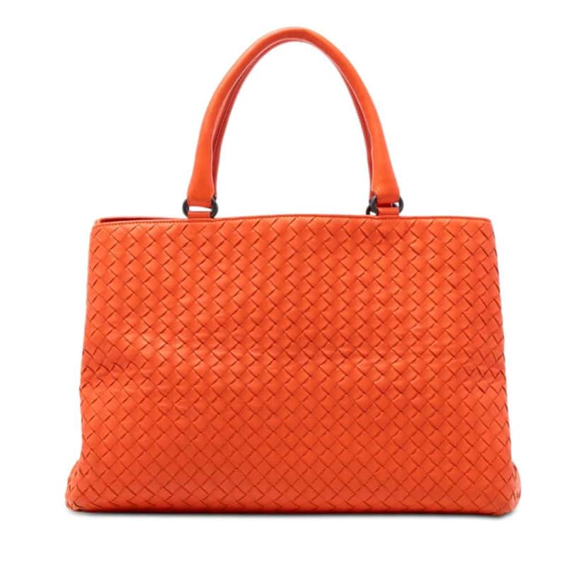 Bottega Veneta Nappa Intrecciato Milano Tote Orange Leather Very good condition - Front View