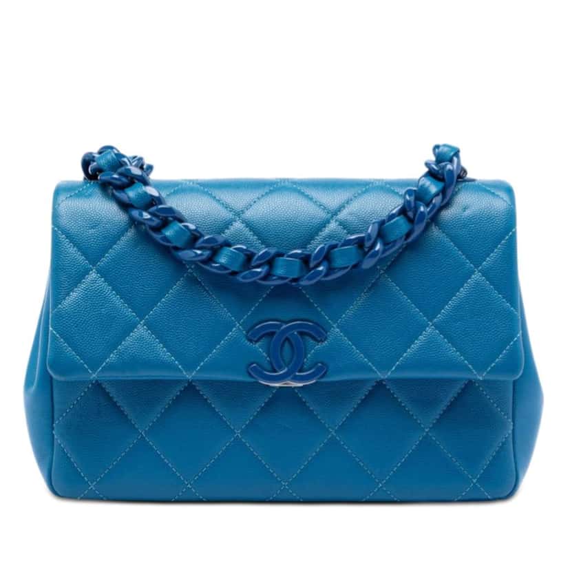 Chanel Medium Caviar My Everything Flap Blue Leather Very good condition - Front View