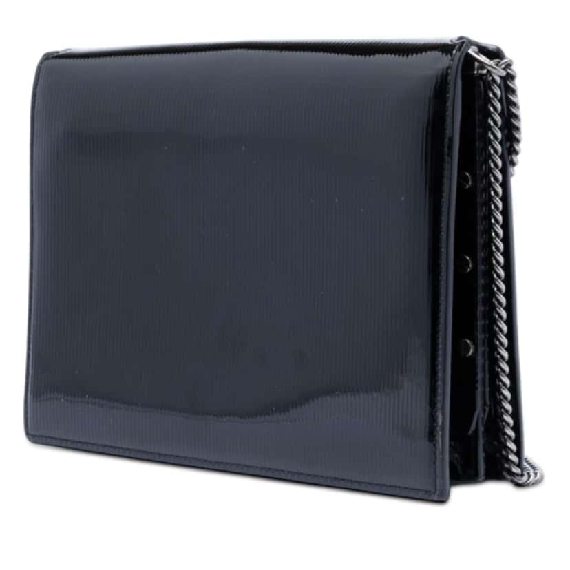 Saint Laurent Patent Monogram Cassandra Clasp Bag Black Leather Very good condition - Back View