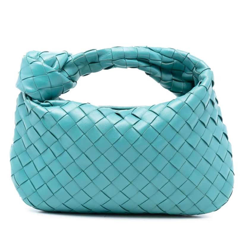 Bottega Veneta Mini Nappa Intrecciato Jodie Blue Leather Very good condition - Front View
