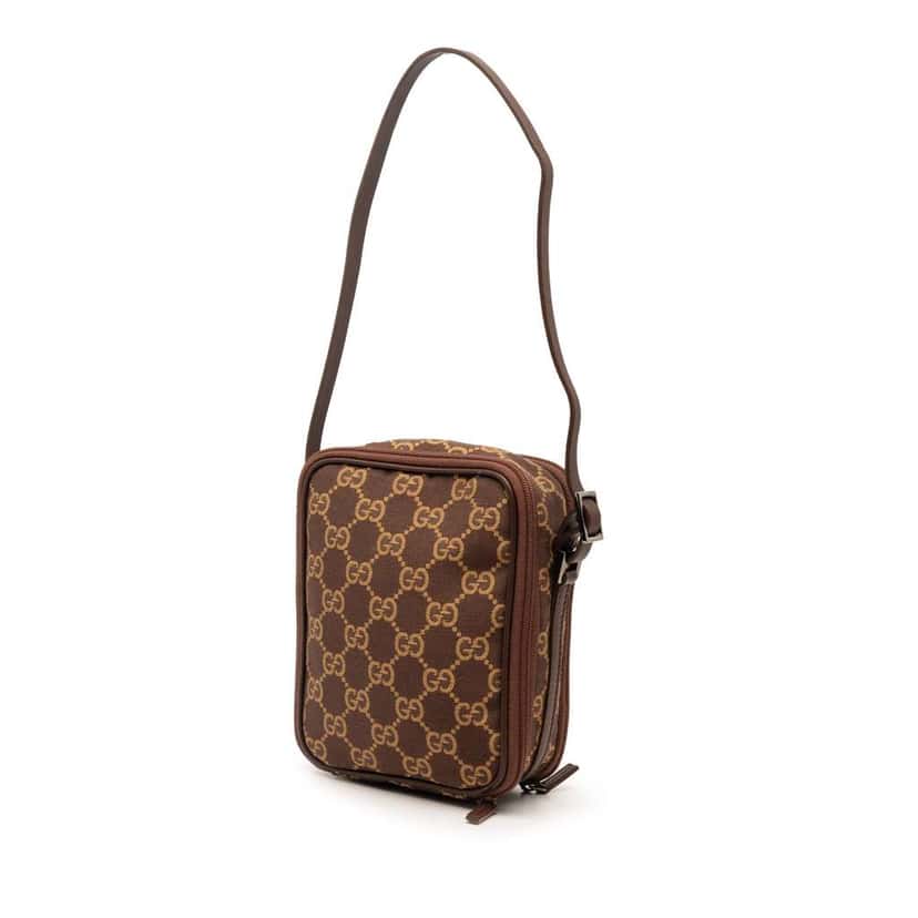 Gucci Mini GG Canvas Double Zip Crossbody Brown Canvas Very good condition - Back View