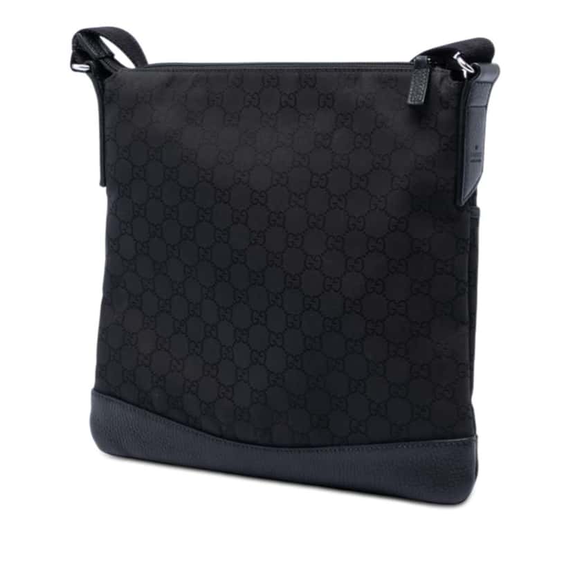 Gucci GG Nylon Flat Messenger Bag Black Very good condition - Back View