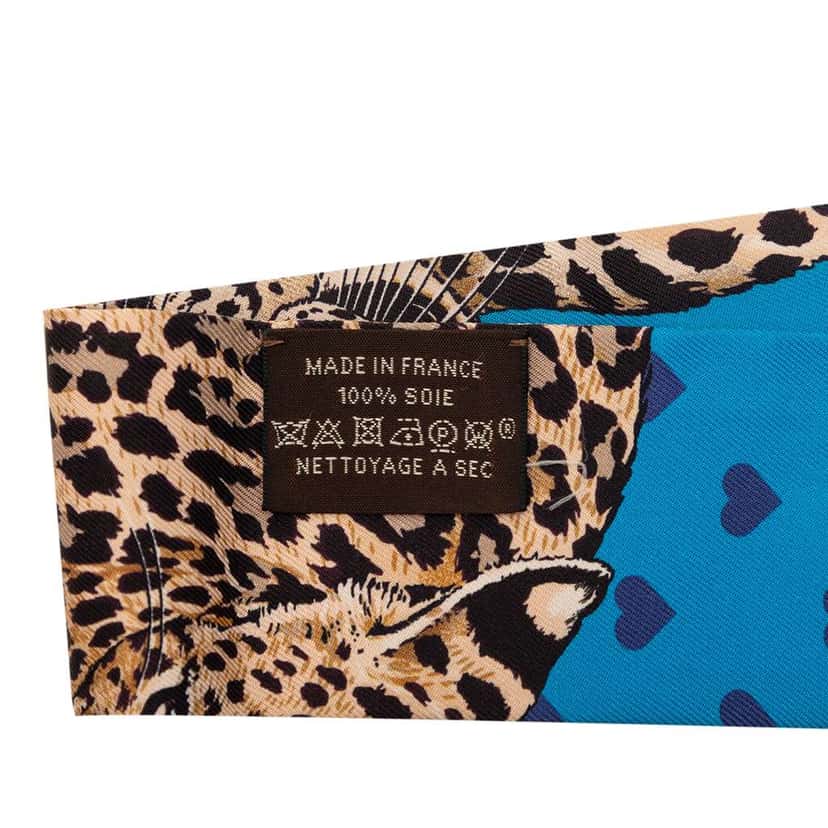 Hermès Jungle Love Silk Twilly Scarf Blue Silk Very good condition - Inside View