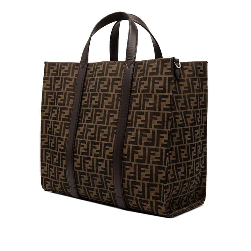 Fendi FF 1974 Jacquard Shopper Tote Brown Jacquard Very good condition - Back View